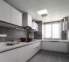 纯净的白色调，气质的灰色调，厨房区显得轻盈而灵动。
