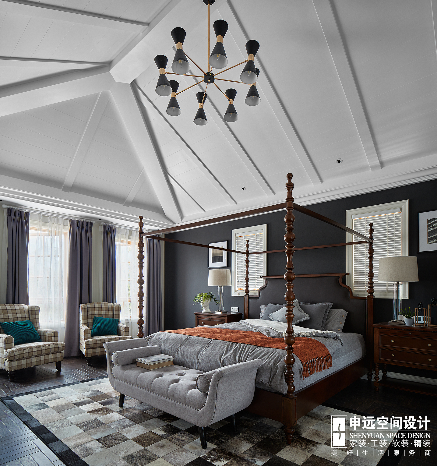 别墅 现代法式 法式 现代 申远 卧室图片来自申远空间设计北京分公司在北京申远-现代法式风格的分享