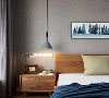 垂钓式床头灯节省床头柜的空间，温馨的灯光也让整个房间变得更加温暖