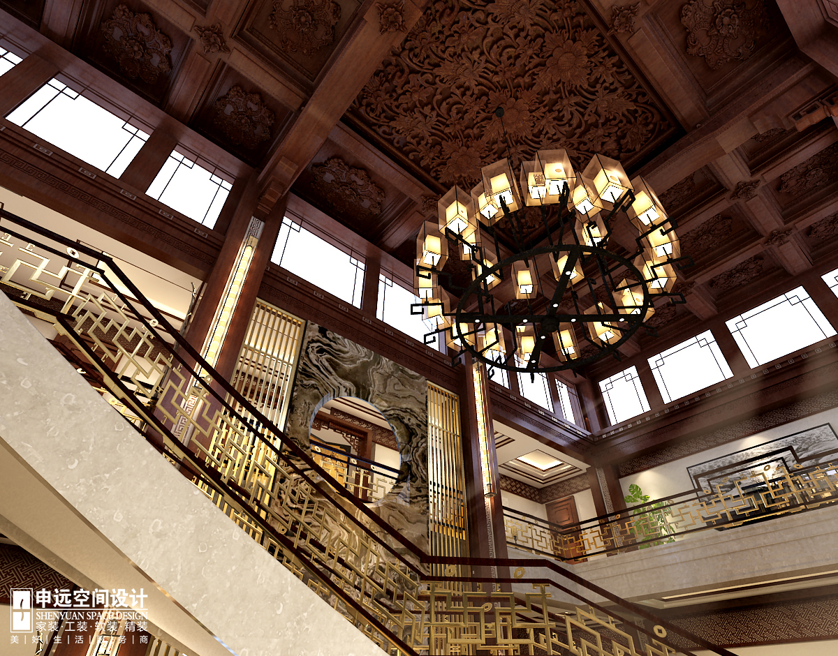 别墅 中式 古典别墅 申远 北京申远 楼梯图片来自申远空间设计北京分公司在北京申远-古典中式风格的分享