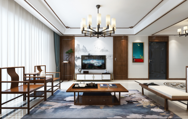 客厅图片来自装家美在中正锦城191平米新中式设计风格的分享