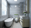 卫生间以简约利落的材质铺叙与明亮大方的格局尺度，主要灰白为主，体现舒适优雅的生活态度。