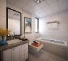 卫生间白色的瓷砖，营造一种优美典雅的感觉。