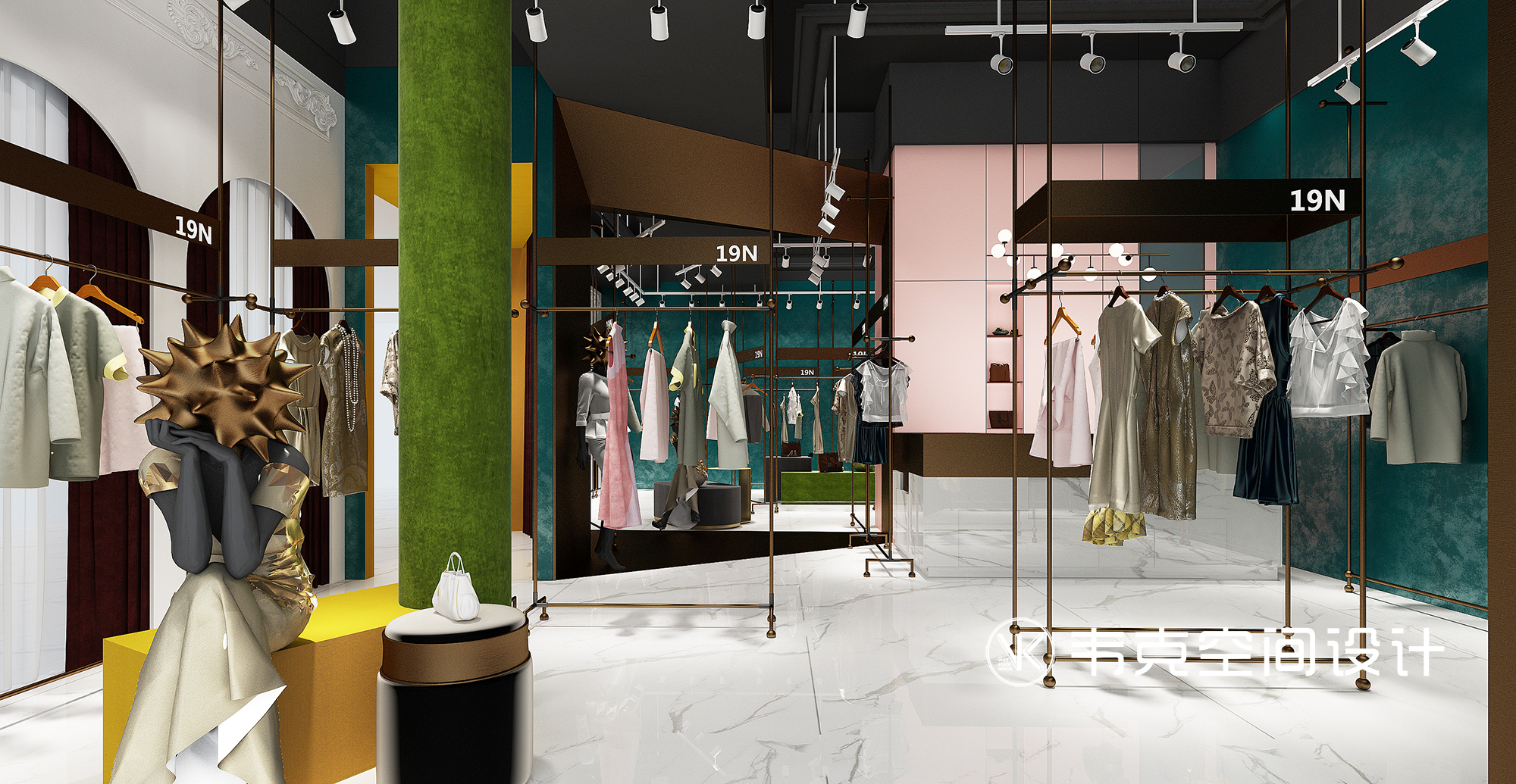现代 轻奢 服装店 客厅图片来自韦克空间设计在服装店设计：色彩就是店面的灵魂的分享