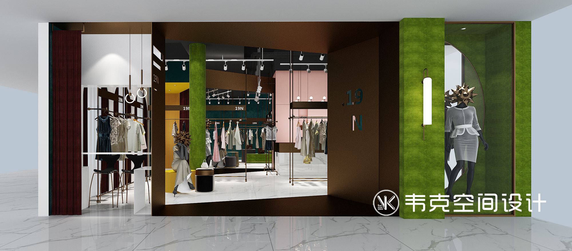 现代 轻奢 服装店 客厅图片来自韦克空间设计在服装店设计：色彩就是店面的灵魂的分享