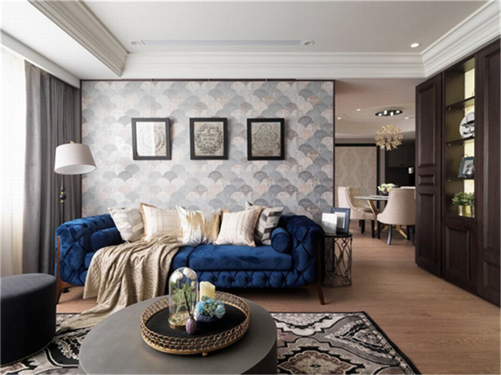 装修设计 装修完成 新古典 客厅图片来自幸福空间在99平，奢华品味，新古典内敛美宅的分享