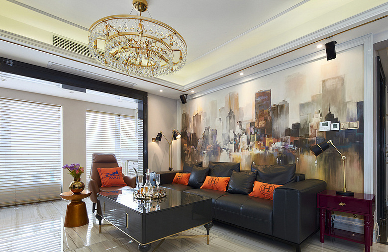 客厅图片来自家装大管家在内敛的奢华 128平现代简洁3居室的分享