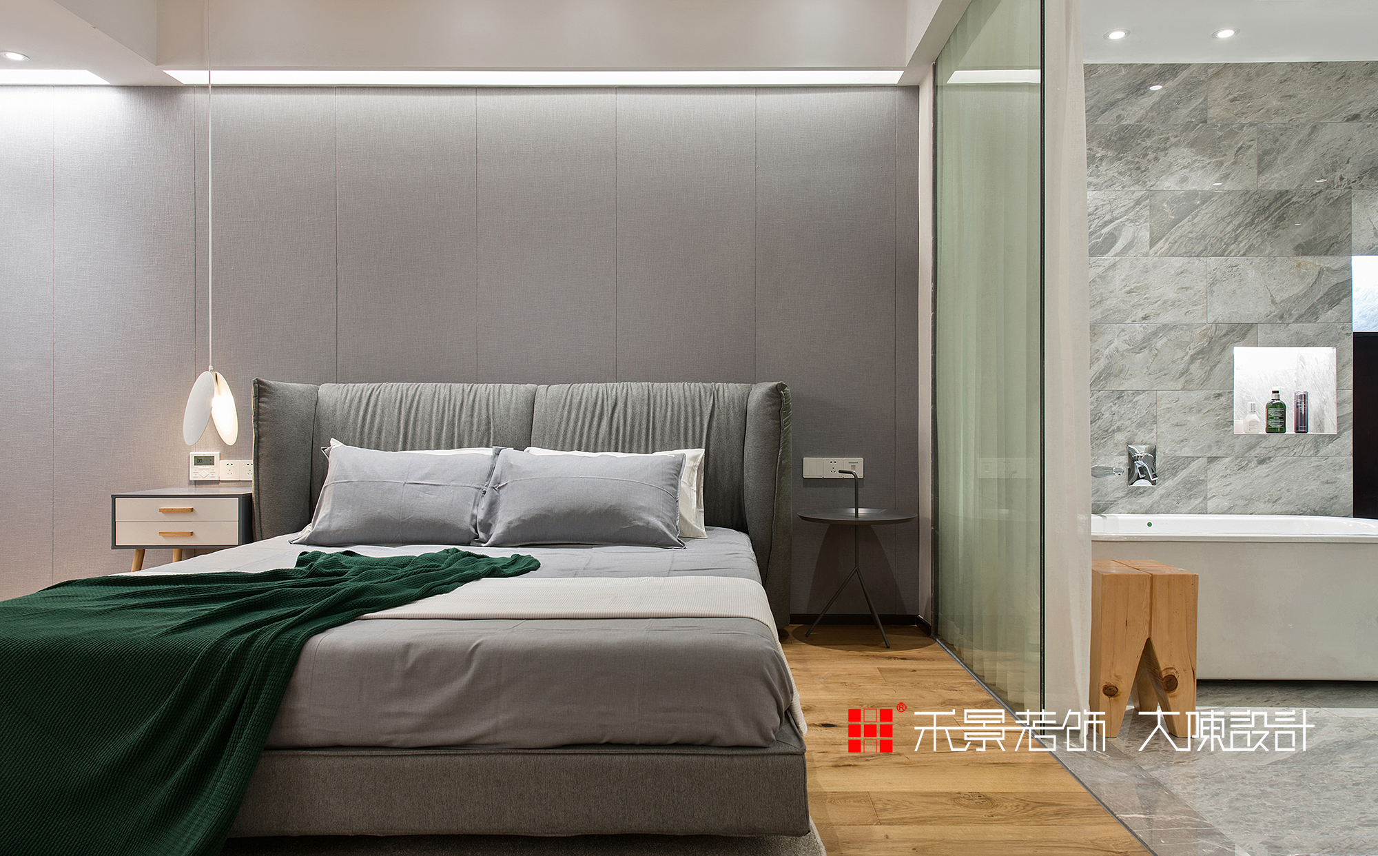 小资 二居 卧室图片来自禾景大陈设计在禾景作品丨灰色主调的优雅的分享
