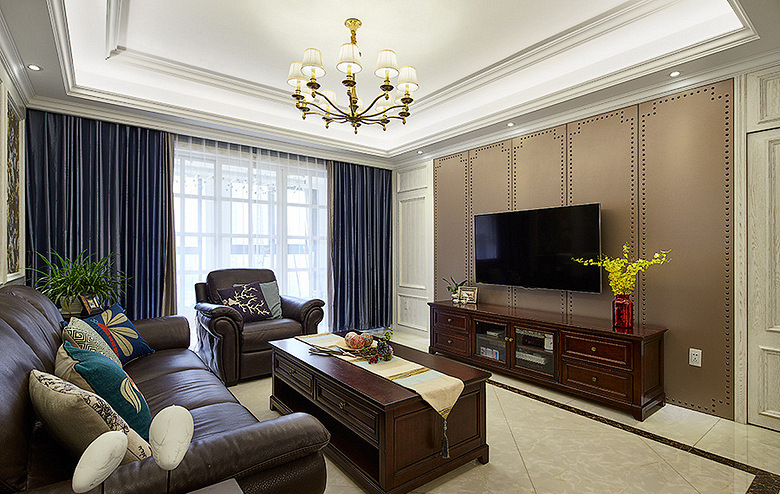 客厅图片来自家装大管家在149平美式温馨3居 随性舒适生活的分享