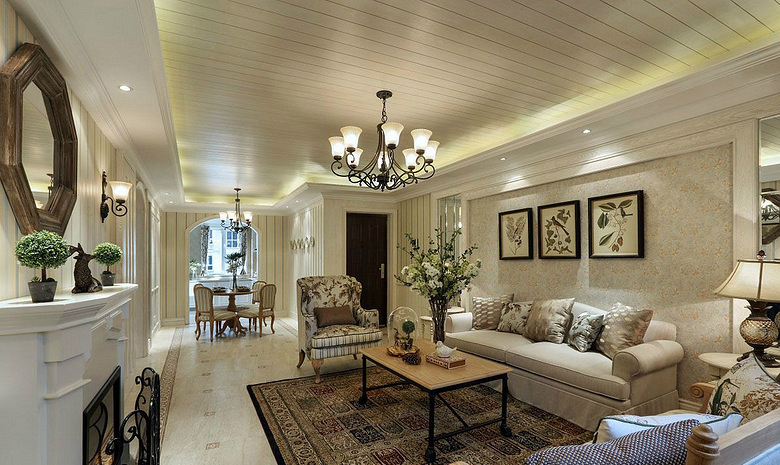 客厅图片来自家装大管家在精致自然 110平美式混搭舒适3居的分享