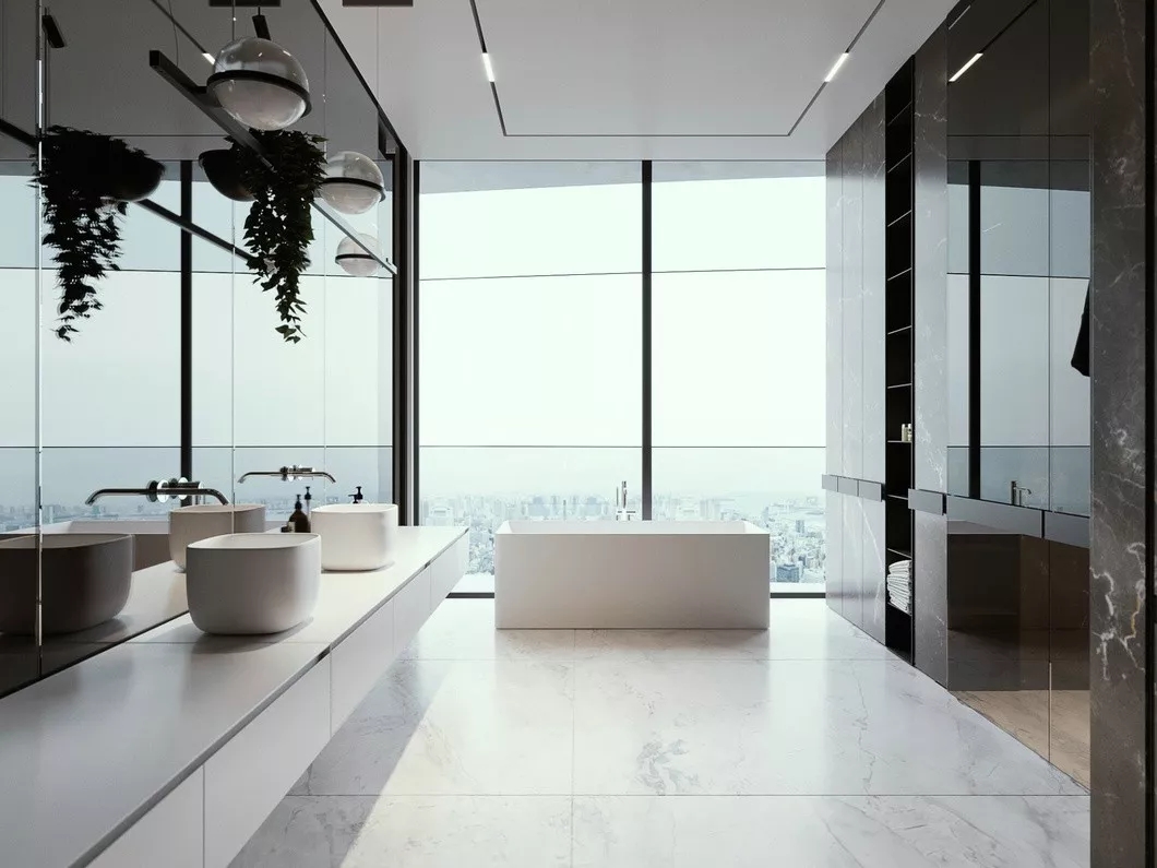 现代简约 时尚 木饰面 开放式厨房 灰镜 大平层 都市风 咖啡色 卫生间图片来自几墨空间设计在几墨设计|浓郁的咖的分享