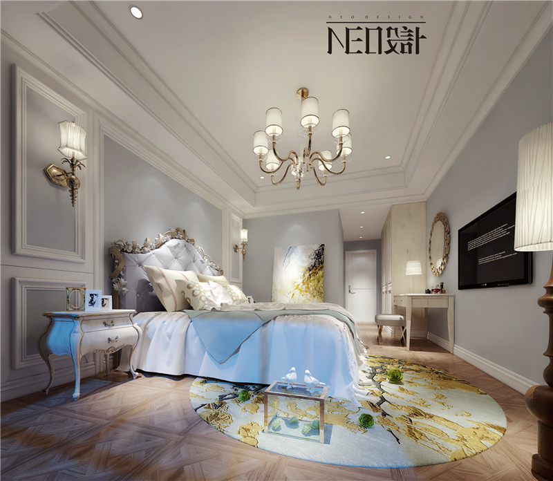 轻奢 现代风格 平层设计 卧室图片来自尼欧 | NEO设计在尼欧—《海天一色的纯美与浪漫》的分享