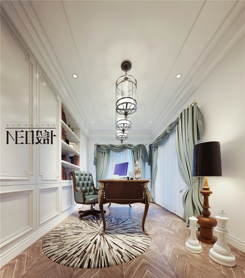 美式 别墅 收纳 旧房改造 尼欧设计师 福州设计师 书房图片来自尼欧 | NEO设计在尼欧—《雅韵华章》的分享