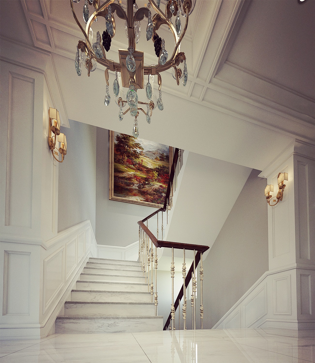 尼欧设计师 美式 别墅 福州设计师 楼梯图片来自尼欧 | NEO设计在尼欧—《高级灰+奢华金》的分享