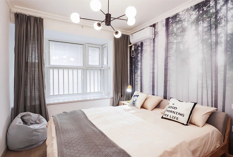 卧室图片来自家装大管家在90平北欧原木空间 简约而舒适的分享