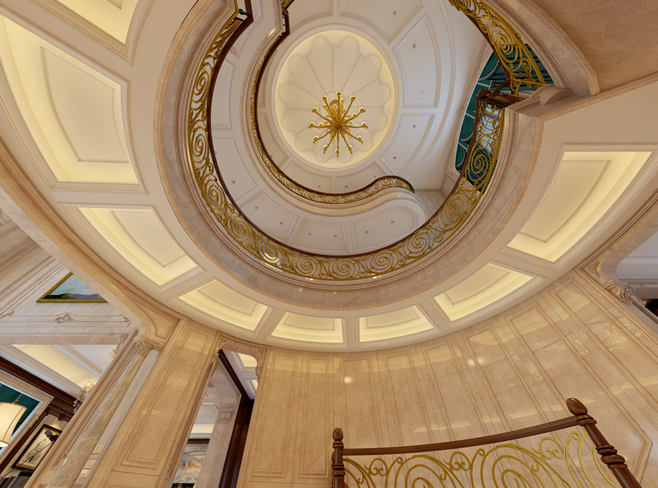 欧式 别墅 楼梯图片来自山水装饰在内森庄园别墅欧式风格的分享