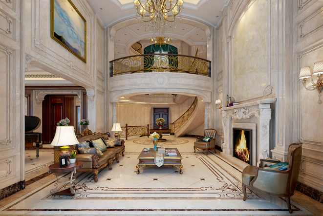 欧式 别墅 客厅图片来自山水装饰在内森庄园别墅欧式风格的分享