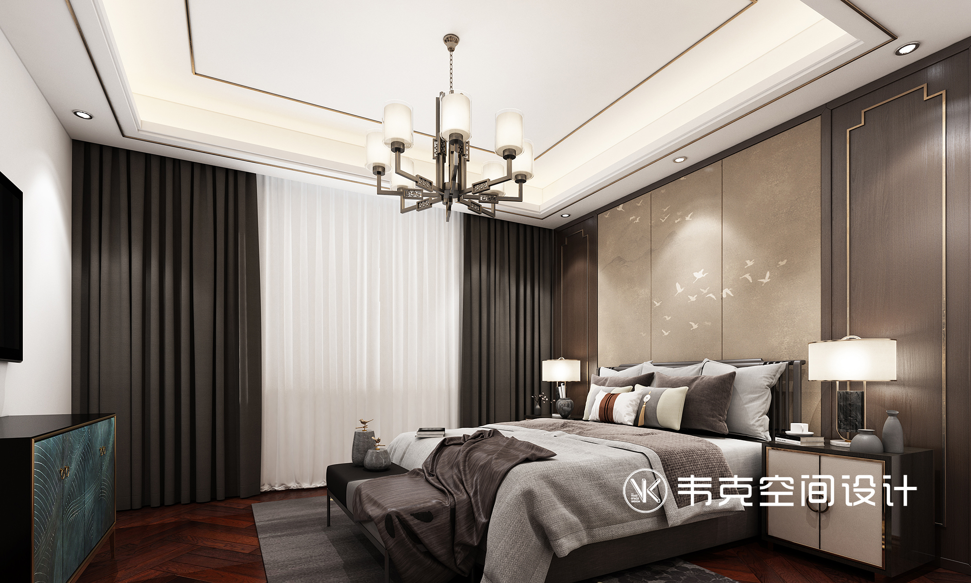 卧室图片来自韦克空间设计在惬意美式：是心动的感觉！的分享