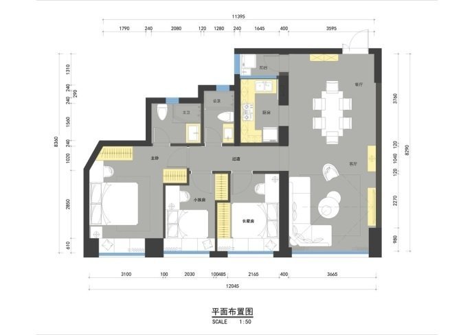 三居 白领 收纳 旧房改造 80后 小资 户型图图片来自今朝小伟在【93m²现代北欧住宅】的分享