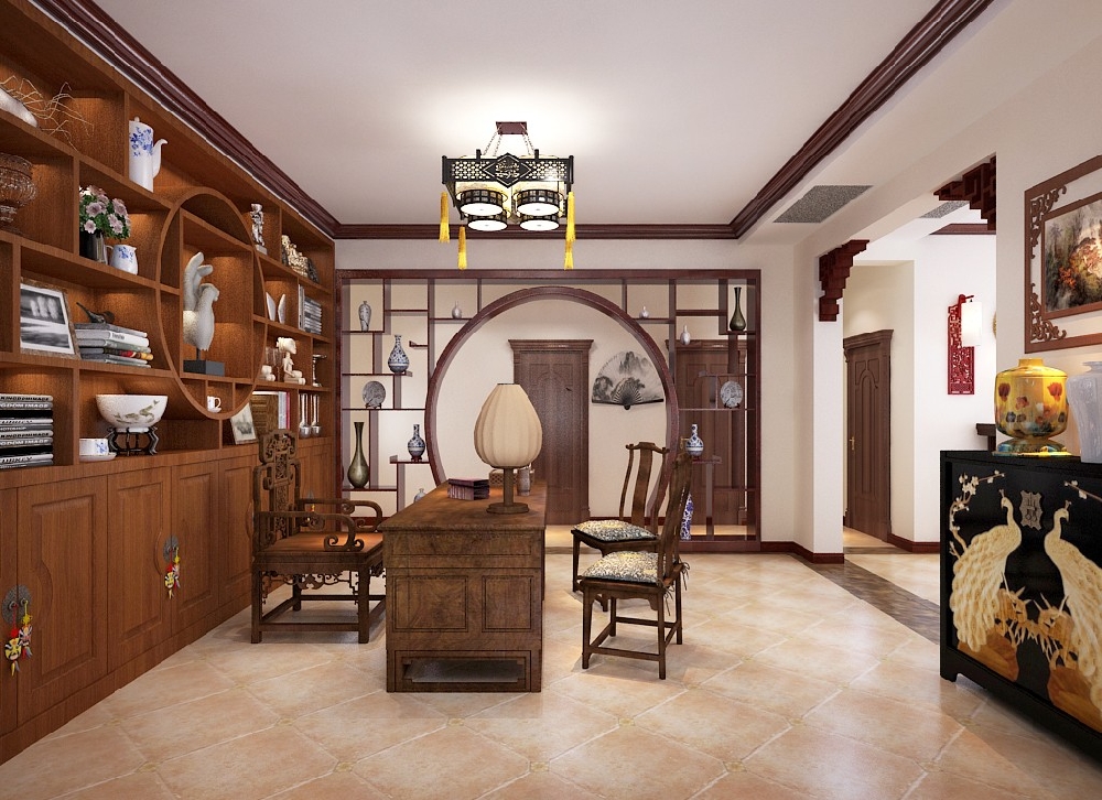 白领 收纳 旧房改造 80后 小资 书房图片来自今朝小伟在268㎡传统中式风格的分享