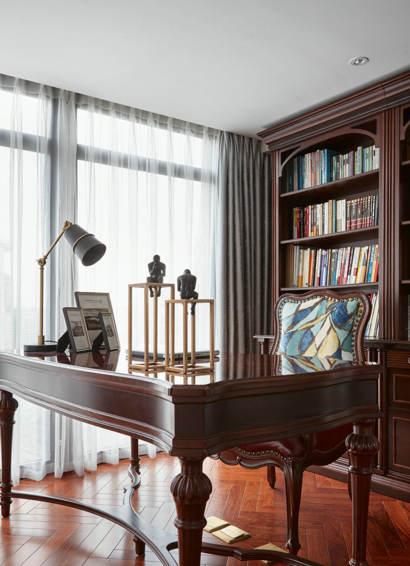 美式 复式 书房图片来自知贤整体家装在新城相宜璟庭的分享