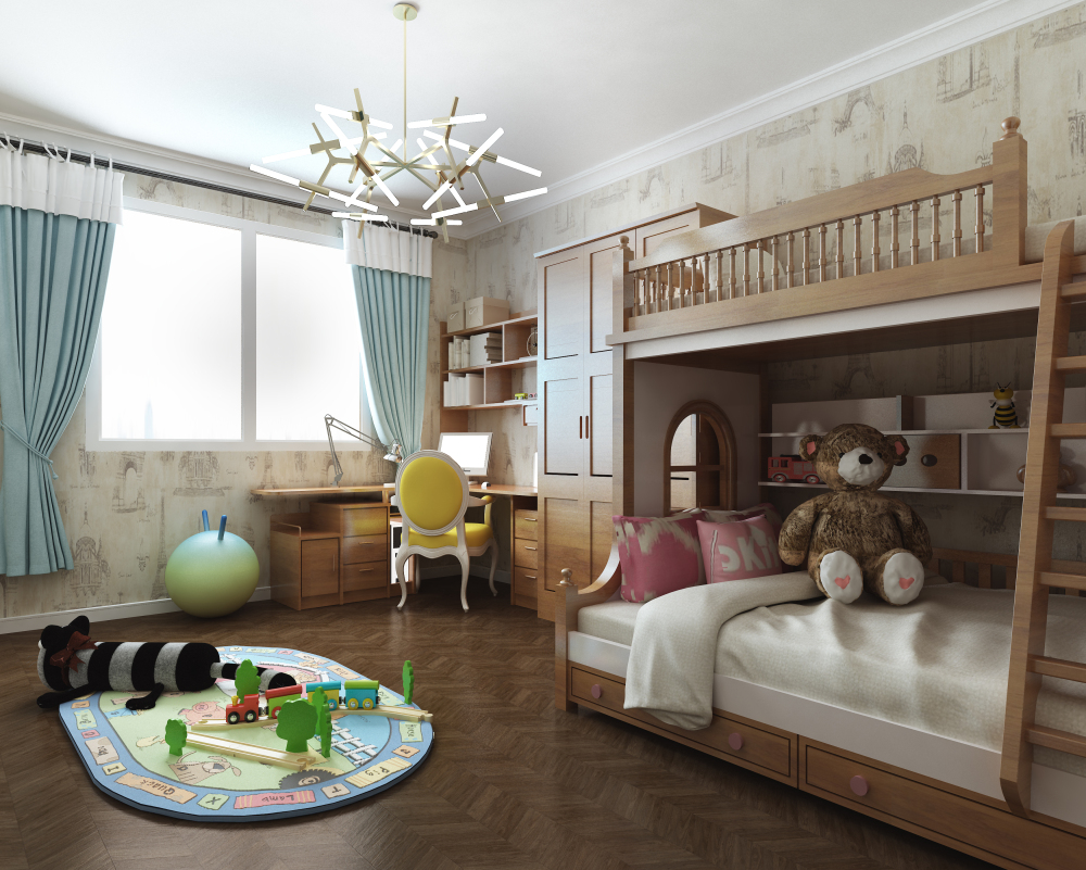 简约 美式 儿童房图片来自知贤整体家装在舒城苑的分享