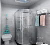 卫生间的布局就是常规设计，淋浴房采用的是扇形设计，空间大而且不占地方是很不错的。
