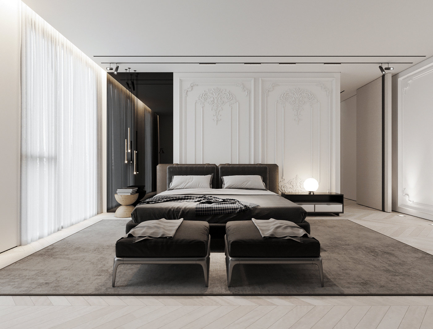 中金海棠湾 别墅装修 法式风格 腾龙设计 卧室图片来自腾龙设计在极简法式风格设计作品的分享