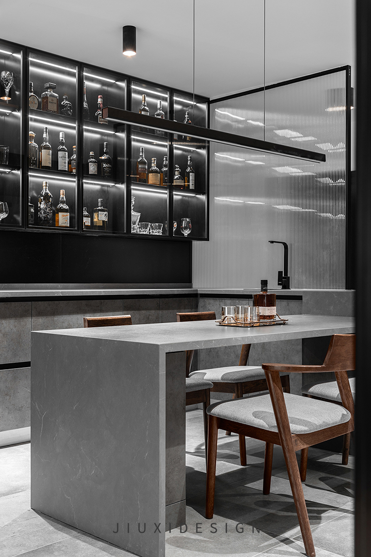 二居 简约 港式 餐厅图片来自久栖设计在理想的暗系空间，简化生活本味的分享